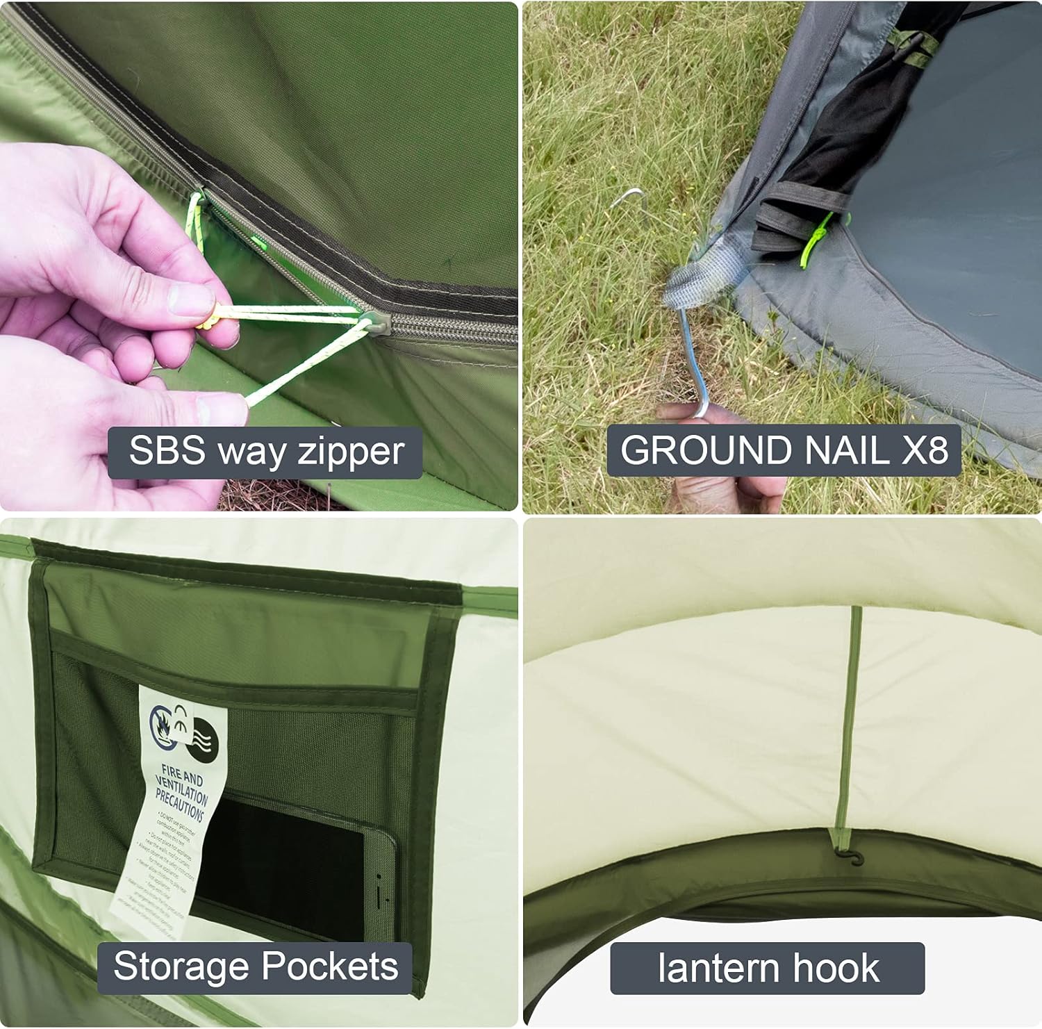 4 Person Easy Pop Up Tent Waterproof Automatic Setup 2 Doors-Instant Family Tents for Camping Hiking & Traveling - Image 5