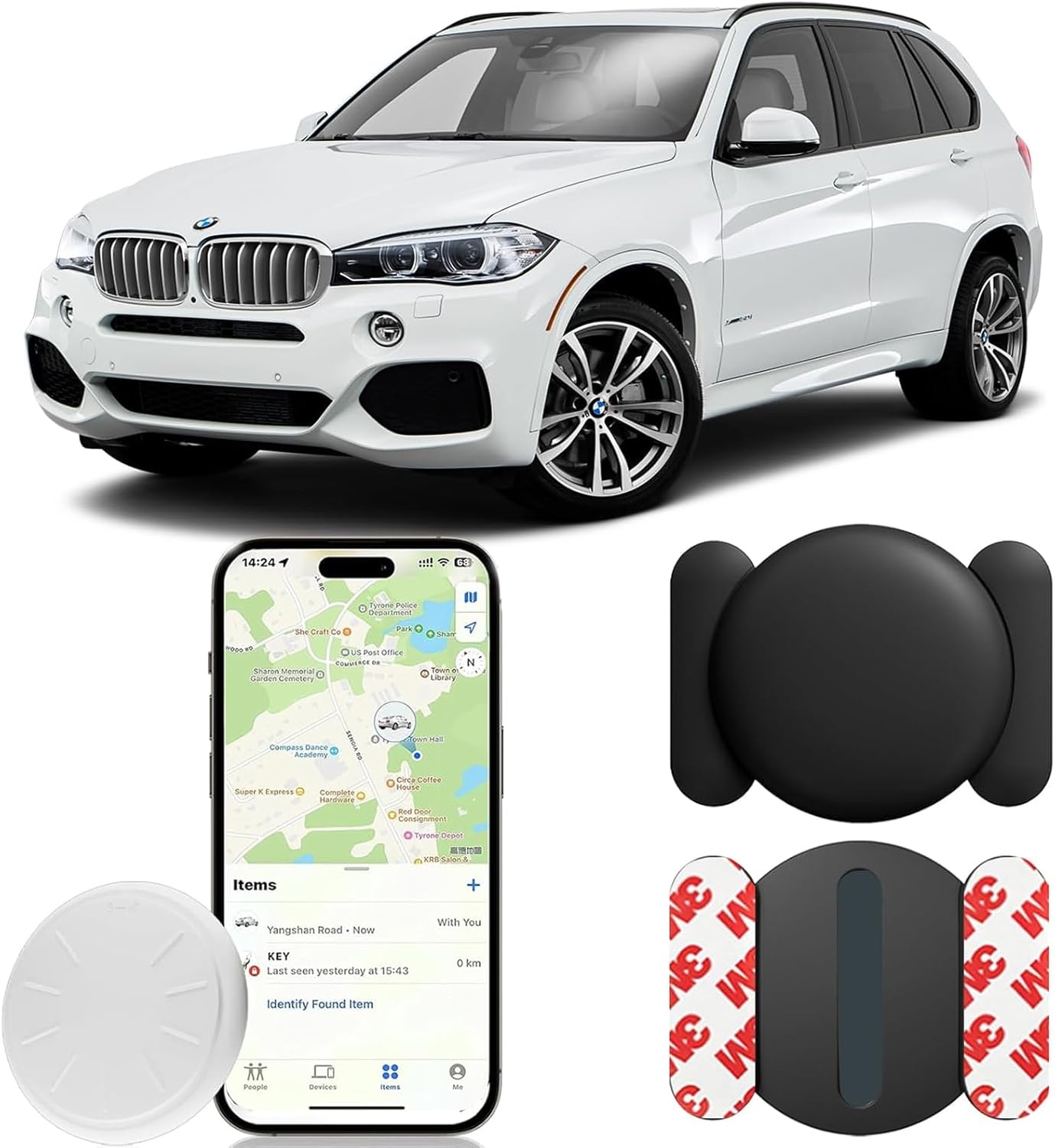 Car GPS Tracking Device for Vehicles,Cars etc,Mini Hidden Car Tracker Work with Find My (iOS Only),Real Time GPS Tracker for Vehicles with Magnetic Waterproof Case,for Tracking Keys Wallet Bike.